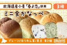 ミニ食かなっぺ3種セット【プレーン2個/ほうれん草2個/黒豆2個　計6個】北海道産 小麦 春よ恋 食パン パン トースト カナッペ 手作り 自家製 焼きたて 酵母 ベーカリー 朝食 手軽 冷凍 お取り寄せ 人気 自家用 ギフト 送料無料 木古内 木古内町