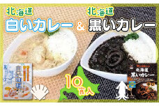  各賞受賞北海道産食材使用 黒いカレー(イカ入)&白いカレー(ほたて入)10食セット ふるさと納税 人気 おすすめ ランキング 黒いカレー 白いカレー 受賞 道知事賞  北海道 七飯町 送料無料 NAO007