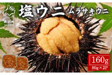 塩うに 160g(80g×2P) ムラサキウニ ミョウバン不使用 塩蔵うに 北海道産