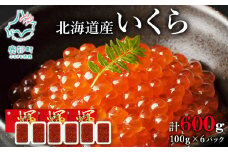 【小分けで便利！】北海道産いくら 600g（100g×6パック）しょうゆ漬け 丸鮮道場水産 小分け 食べきり 食べ切り
