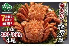 【7営業日前後で発送】北海道 毛ガニ 容量が選べる 前浜茹で毛がに 約320g～360g 4尾 かに カニ 蟹 ガニ がに 森町 毛蟹 毛かに 毛がに 毛カニ 毛ガニ mr1-1030