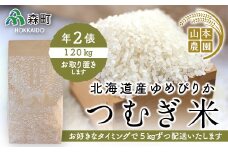 あなたに年貢チケット（つむぎ米2俵）5kgずつ配送【好きなタイミングでご注文可能】 《山本農園》 森町 こめ お米 米 白米 ゆめぴりか 北海道米 北海道産 ふるさと納税 北海道 mr1-0174