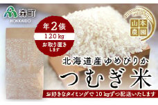 あなたに年貢チケット（つむぎ米2俵）10kgずつ配送【好きなタイミングでご注文可能】 《山本農園》 森町 こめ お米 米 白米 ゆめぴりか 北海道米 北海道産 ふるさと納税 北海道 mr1-0175