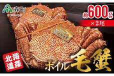 【北海道産】ボイル毛蟹 （600g前後×2尾） ＜上平水産＞ かに カニ 蟹 ガニ がに 森町 ふるさと納税 北海道 毛蟹 毛かに 毛ガニ 毛カニ mr1-0132