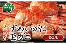 二大がに ～ずわいがに 2尾・毛がに 2尾 食べくらべセット～＜ワイエスフーズ＞ かに カニ 蟹 ガニ がに 森町 ふるさと納税 北海道 毛蟹 毛かに 毛ガニ 毛カニ ズワイガニ mr1-0435