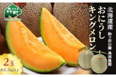 ★今季出荷分受付中★おにうしキングメロン約1.5kg以上×2玉《鳥潟農園》 森町 赤肉 メロン 果物 キングメロン 北海道産 ふるさと納税 北海道 mr1-0199