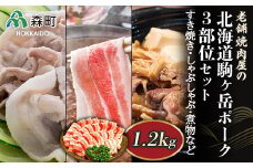 選べる配送月 8月発送 3部位セット1.2kg すき焼き・しゃぶしゃぶ・煮物など～北海道駒ヶ岳ポーク～＜酒仙合縁 百将＞ 森町 豚肉 すき焼き しゃぶしゃぶ 煮物 ロース 肩ロース バラ肉 北海道産 セット ふるさと納税 北海道 mr1-0309-8