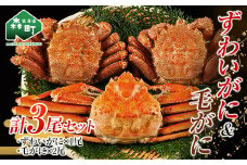 ずわいがに毛がに3尾セット 北海道森町水揚げ かに カニ 蟹 ガニ がに 森町 ふるさと納税 北海道 毛蟹 毛かに 毛ガニ 毛カニ 北海道 ズワイカニ mr1-1082