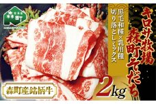 【9月発送】北海道森町産銘柄牛【キロサ牧場森町そだち】切り落としミックス2kg 北海道産 セット ふるさと納税 北海道 mr1-0761-9