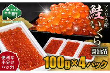 鮭 いくら 小分け 400g（100g×4）アメリカ産 ＜海鮮問屋　株式会社　瑞宝＞ いくら醤油漬け いくら イクラ しょうゆ漬け 海産物 加工品 森町 ふるさと納税 北海道 mr1-0867