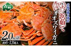 【順次発送】【訳あり】浜茹でオオズワイガニ 2.0kg 詰め込みセット 北海道噴火湾産 ＜道産ネットミツハシ＞ かに カニ 蟹 がに 北海道 森町 ふるさと納税 mr1-0736-6