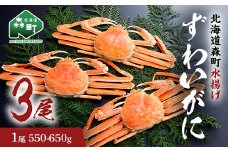 【12/27~12/31にお届け】ずわいがに（550g～650g） 3尾入り 北海道森町水揚げ かに カニ 蟹 ガニ がに 森町 ふるさと納税 北海道 ずわいかに ズワイガニ mr1-1105