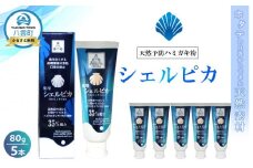 天然予防ハミガキ粉　シェルピカ80g×5本セット【 歯磨き粉 ハミガキ粉 歯磨き 薬用ハミガキ オーラルケア 口臭予防 日用品 八雲町 北海道 】