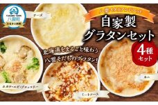 北海道 自家製グラタンセット4種(チーズ、ミートソース、カニ、ホタテ・エビ・ブロッコリー)【 レンジ 温めるだけ 冷凍 冷凍食品 調理済み お手軽 簡単 調理 簡単調理 食卓 ランキング 冷凍食品 おうちごはん 八雲町 北海道 】