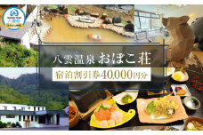 八雲温泉おぼこ荘 宿泊割引券 40,000円分【 宿泊券 割引券 旅行 ホテル ホテルチケット 宿泊チケット チケット 40,000円分 観光 宿泊 ご当地 八雲町 北海道 】