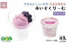 北海道産ミルク使用　江差産果実のアイスクリーム　アロニア【思いやり型返礼品】120ml×6個　「とろけるくちどけ　あふれるミルク感」