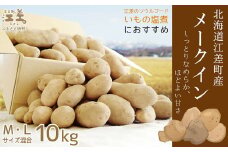 【9月頃～順次出荷】北海道江差産 メークイン 10kg M・L混合　しっとり甘い江差産　秋の収穫　北海道のじゃがいも　いもの塩煮　いかの塩辛と一緒にどうぞ　じゃがバター