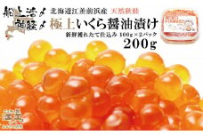 【漁獲次第で受付再開予定】《早期予約 10月下旬より順次出荷予定》船上活〆・神経〆北海道江差産 天然秋鮭の極上いくら醤油漬け 200g　100gパック×2　国産　手作り　いくら　秋あじ　鮭　さけ　サーモン　新物