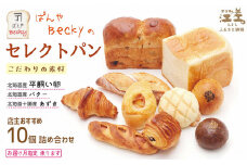 ぱんやベッキーのセレクトパン【時期に応じた店主おすすめのパン10個セット】　食パン バゲット クロワッサン あんぱん メロンパン 冷凍パン詰め合わせ　こだわりの材料 平飼い卵 北海道産バター 十勝産あずき　