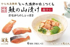 北海道かもめ島特産 とった漁師が自らつくる 鮭の山漬け 6切れ（3切入×2パック）　超辛口　とてもしょっぱい　昔ながらの塩辛いシャケ　お茶漬け　おにぎり　お酒のつまみ