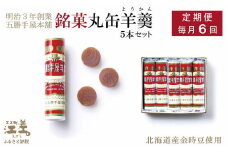 《6か月定期便・毎月配送×6回》五勝手屋本舗『丸缶羊羹（ようかん）』5本セット　金時豆のようかん　保存料不使用　五勝手屋羊羹の老舗　和菓子　銘菓　名物　贈答用　ギフト　五勝手屋さんの定期便