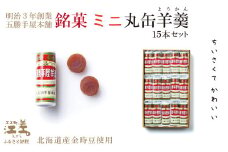 五勝手屋本舗『ミニ丸缶羊羹（ようかん）』15本セット　金時豆のようかん　保存料不使用　五勝手屋羊羹の老舗　和菓子　銘菓　名物　贈答用　ギフト　お中元　お歳暮　お祝い　のし　熨斗