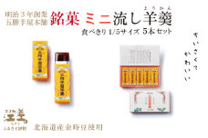 五勝手屋本舗『ミニ流し羊羹（ようかん）』5本セット　金時豆のようかん　保存料不使用　五勝手屋羊羹の老舗　和菓子　銘菓　名物　贈答用　ギフト