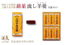 五勝手屋本舗『流し羊羹（ようかん）』6本セット　金時豆のようかん　保存料不使用　五勝手屋羊羹の老舗　和菓子　銘菓　名物　贈答用　ギフト　お中元　お歳暮　お祝い　のし　熨斗