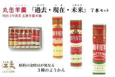 【数量限定】五勝手屋本舗『丸缶羊羹（ようかん）過去・現在・未来』7本セット　五勝手屋羊羹の「かつて・いま・これから」　金時豆　大正金時　紅金時　秋晴れ　ようかん　復刻　保存料不使用　老舗　和菓子　銘菓　ギフト　贈答