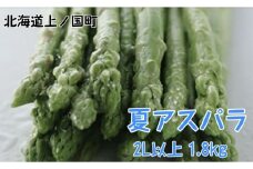 【2026年夏発送】刀祢農園の朝採り夏アスパラ　2L以上（1.8㎏）　朝採れ　農家直送　新鮮　グリーンアスパラ　夏野菜　旬野菜　シャキシャキ　とれたて　北海道産