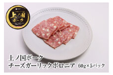 上ノ国ポークチーズガーリックボロニアハム（60g×5パック）　豚肉　ぶたにく　BBQ　おいしい　冷凍　おつまみ　北海道産