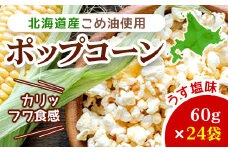 北海道産こめ油使用ポップコーン うす塩味（厚沢部町産とうもろこし使用）60g×24袋 ふるさと納税 人気 おすすめ ランキング ポップコーン こめ油 とうもろこし トウモロコシ うすしお お菓子 おやつ おつまみ 北海道 厚沢部 送料無料 ASH001