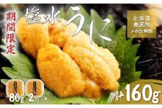 【令和7年発送先行予約】塩水うに 80g×2パック 【 ふるさと納税 人気 おすすめ ランキング うに ウニ 海栗 雲丹 塩水うに 塩水ウニ 塩水雲丹 獲れたて 北海道 奥尻町 送料無料 】 OKUK014
