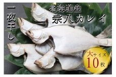 【ファン多数！】北海道産 宗八かれい 大サイズ10枚(約2kg) カレイ 一夜干し 漁師直送 干物 煮付け 塩焼き 唐揚げ 海鮮 せたな町 ふるさと納税