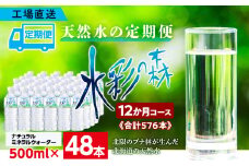 【定期便 12カ月】黒松内銘水 水彩の森 500ml×48本（2箱）北海道 ミネラルウォーター