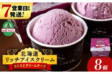 リッチアイスクリーム 手摘みカシスとクリームチーズ8個セット（100ml）アイス スイーツ おやつ 冷凍 食べ比べ