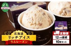 【定期便6ヶ月】リッチアイスクリーム 香り高い魅惑のラムレーズン　10個セット（100ml）