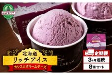【定期便3ヶ月】リッチアイスクリーム 手摘みカシスとクリームチーズ　8個セット（100ml）