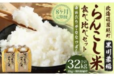 【8ヶ月定期便】 らんこし米 食べ比べ （ななつぼし・ゆめぴりか） 各2kg（黒川農場）【2024年10月下旬発送開始】 お米 米 コメ 白米 精米 ご飯 2kg 北海道 蘭越町