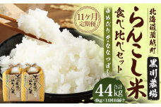 【11ヶ月定期便】 らんこし米 食べ比べ （ななつぼし・ゆめぴりか） 各2kg（黒川農場）【2024年10月下旬発送開始】 お米 米 コメ 白米 精米 ご飯 2kg 北海道 蘭越町