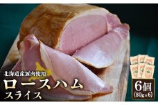 ロースハム スライス 80g 6個 計480g 北海道産豚肉 豚肉 豚 ハム ロース オンライン 申請 ふるさと納税 北海道 ニセコ 加工品 朝食 おかず おつまみ 冷蔵 保存料不使用 ニセコ町 エフエフ 【24168】