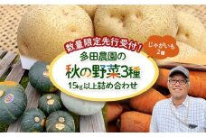 【数量限定先行受付！】多田農園の秋の野菜3種15kg以上詰め合わせ【51008】