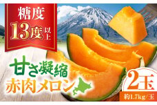 【7月中旬以降順次発送】 赤肉メロン ２玉 《喜茂別町》【ニセコビュープラザ直売会協同組合】 メロン 化粧箱入り フルーツ 果物 赤肉 先行予約 常温 常温配送 北海道 [AJAH021] 11000 11000円 1万円
