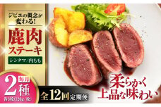 【全12回定期便】【モモ肉】 鹿肉 ステーキ2種セット（シンタマ120g×3枚・内もも120g×3枚）《喜茂別町》【EBIJIN】 ジビエ 鹿 モモ セット ステーキ 赤身 冷凍 冷凍配送 定期便 北海道 [AJAO009] 480000 480000円 48万円