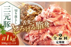 【全2回定期便】 三元豚 切り落とし 計1kg（500g×2パック） 《喜茂別町》【平田牧場】 肉 豚肉 生姜焼き 小分け 冷凍 冷凍配送 定期便 北海道 [AJAP030] 22000 22000円