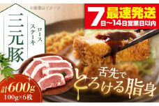 三元豚 ロースステーキ 6枚（100g/枚）  藻塩ナシ 《喜茂別町》【平田牧場】肉 豚肉 ロース ステーキ ステーキ用 とんかつ トンテキ 生姜焼き 冷蔵配送 北海道 [AJAP068] 13000 13000円