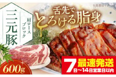 三元豚 肩ロースブロック600g《喜茂別町》【平田牧場】 肉 豚肉 ロース ブロック ローストポーク 煮豚 酢豚 煮物 冷凍配送 北海道 [AJAP074] 10000 10000円 1万円