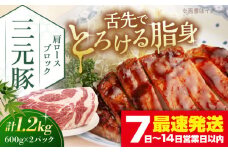 三元豚 肩ロースブロック1.2kg（600g×2パック）《喜茂別町》【平田牧場】 肉 豚肉 ロース ブロック ローストポーク 煮豚 酢豚 煮物 冷凍配送 北海道 [AJAP075] 18000 18000円