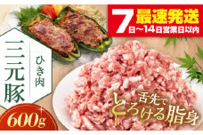 三元豚 ひき肉600g《喜茂別町》【平田牧場】 肉 豚肉 ミンチ 豚ミンチ 餃子 つくね 冷凍配送 北海道 [AJAP076] 7000 7000円