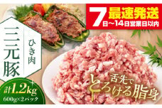 三元豚 ひき肉1.2kg（600g×2パック）《喜茂別町》【平田牧場】 肉 豚肉 ミンチ 豚ミンチ 餃子 つくね  冷凍配送 北海道 [AJAP077] 13000 13000円